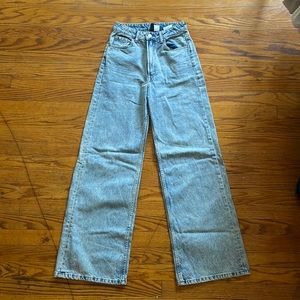 Light wash blue high rise wide legged H&M denim jeans